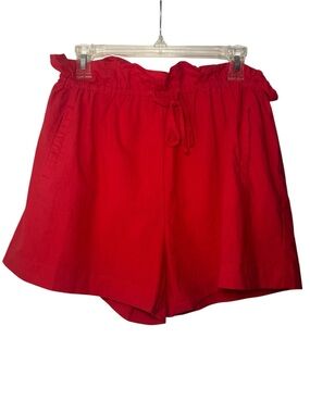 GeeGee Casual Paperbag Waist Red Drawstring Shorts